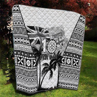 Fiji Day 2026 Quilt Masi Tapa Pattern With Palm Tree White Version LT05 - Polynesian Pride