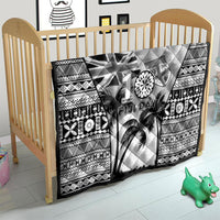 Fiji Day 2026 Quilt Masi Tapa Pattern With Palm Tree White Version LT05 - Polynesian Pride