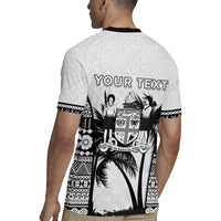 Personalised Fiji Day 2026 Rugby Jersey Masi Tapa Pattern With Palm Tree White Version LT05 - Polynesian Pride