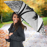 Fiji Day 2026 Umbrella Masi Tapa Pattern With Palm Tree White Version LT05 - Polynesian Pride