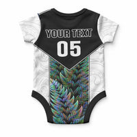 Custom New Zealand Fern Rugby Baby Onesie World Cup 2023 Paua Shell Maori Pattern LT05 - Polynesian Pride