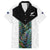 Custom New Zealand Fern Rugby Family Matching Short Sleeve Bodycon Dress and Hawaiian Shirt World Cup 2023 Paua Shell Maori Pattern LT05 Dad's Shirt - Short Sleeve White - Polynesian Pride