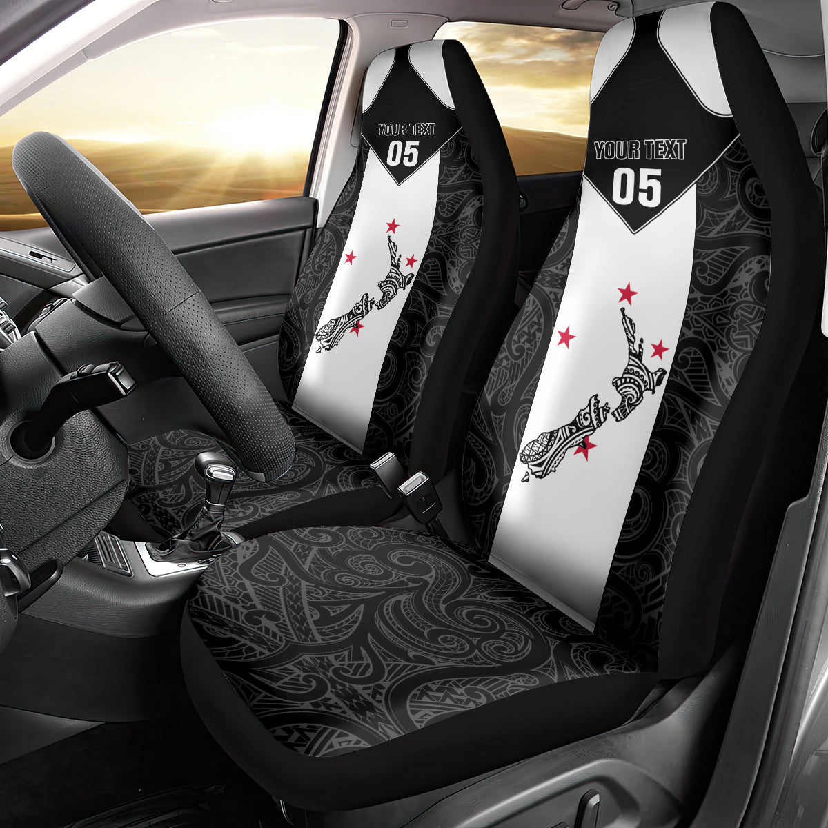 Custom New Zealand Player Rugby Car Seat Cover World Cup 2023 Maori Pattern LT05 - Polynesian Pride
