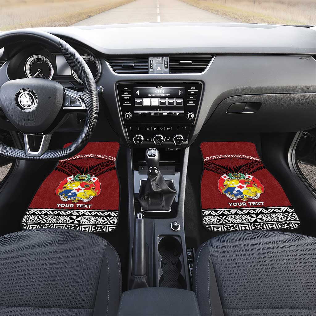 Tonga Constitution Day Car Mats Tongan Kupesi Ngatu Pattern LT05 Set 2pcs - Front Red - Polynesian Pride