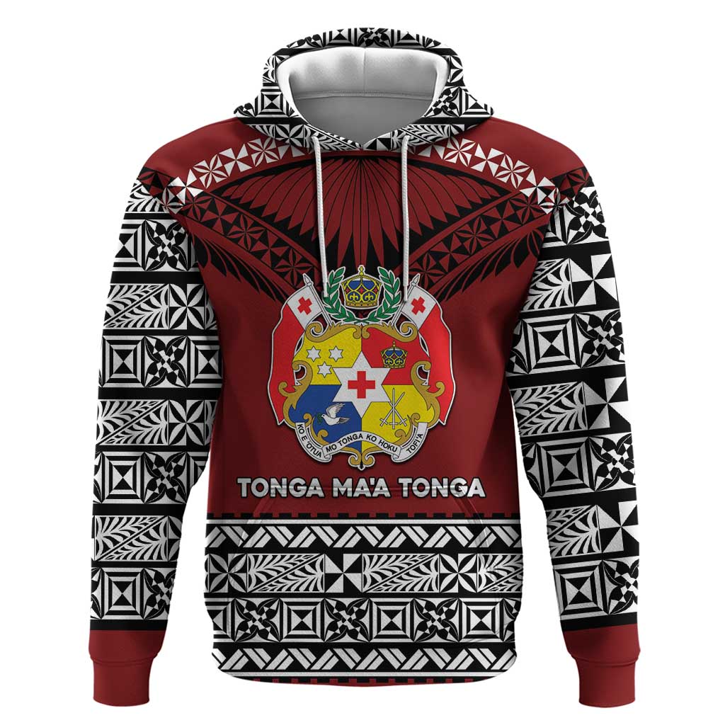 Personalised Tonga Constitution Day Hoodie Tongan Kupesi Ngatu Pattern LT05 Pullover Hoodie Red - Polynesian Pride