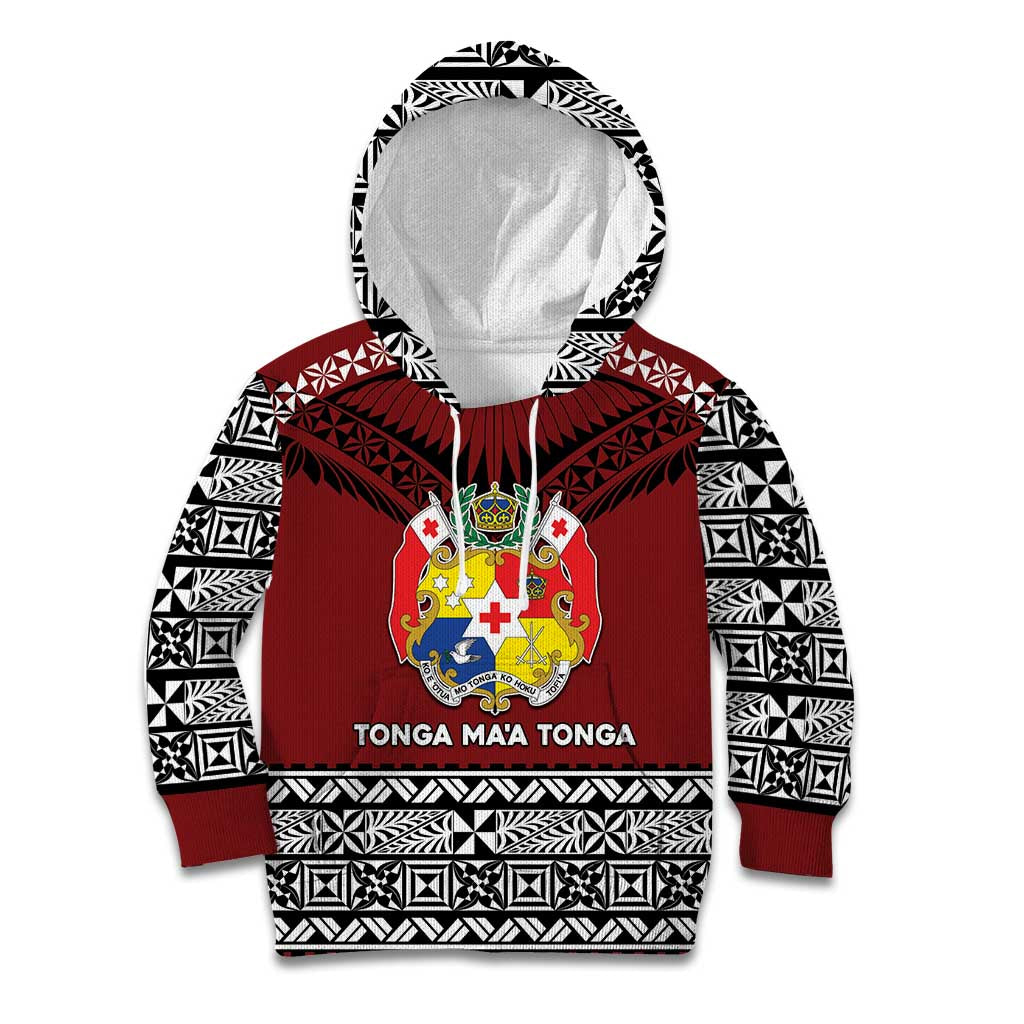 Personalised Tonga Constitution Day Kid Hoodie Tongan Kupesi Ngatu Pattern LT05 Hoodie Red - Polynesian Pride