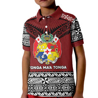 Personalised Tonga Constitution Day Kid Polo Shirt Tongan Kupesi Ngatu Pattern LT05 Kid Red - Polynesian Pride
