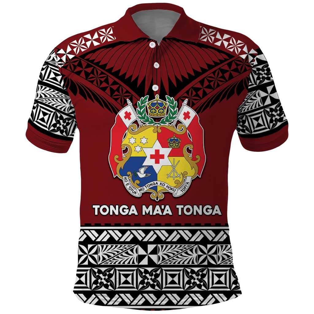 Personalised Tonga Constitution Day Polo Shirt Tongan Kupesi Ngatu Pattern LT05 Red - Polynesian Pride