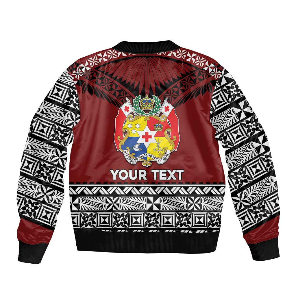 Personalised Tonga Constitution Day Sleeve Zip Bomber Jacket Tongan Kupesi Ngatu Pattern LT05 - Polynesian Pride