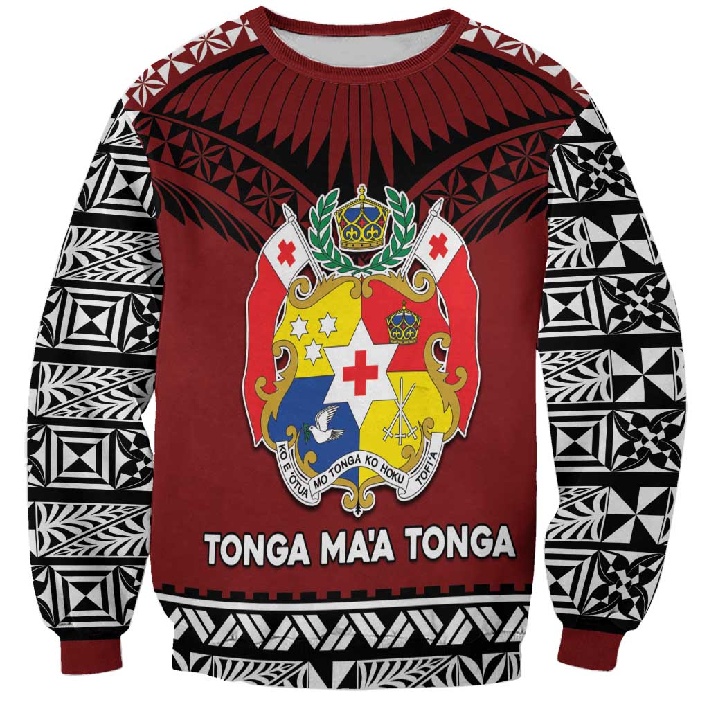 Personalised Tonga Constitution Day Sweatshirt Tongan Kupesi Ngatu Pattern LT05 Unisex Red - Polynesian Pride