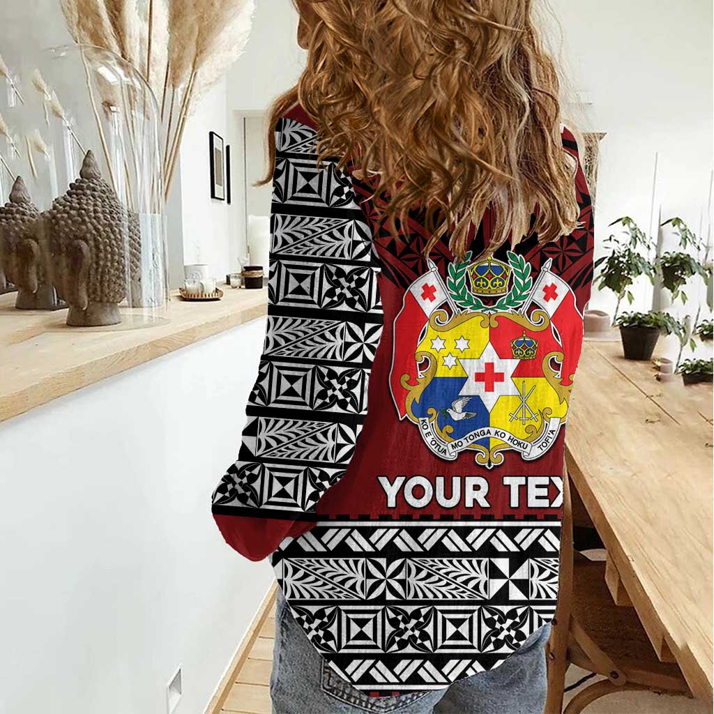 Personalised Tonga Constitution Day Women Casual Shirt Tongan Kupesi Ngatu Pattern LT05 - Polynesian Pride
