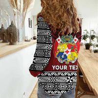 Personalised Tonga Constitution Day Women Casual Shirt Tongan Kupesi Ngatu Pattern LT05 - Polynesian Pride