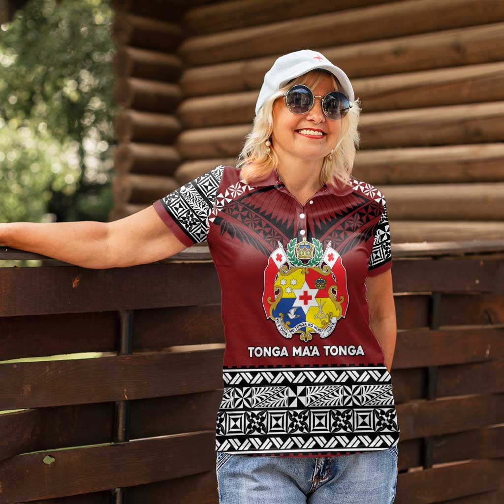 Personalised Tonga Constitution Day Women Polo Shirt Tongan Kupesi Ngatu Pattern LT05 - Polynesian Pride