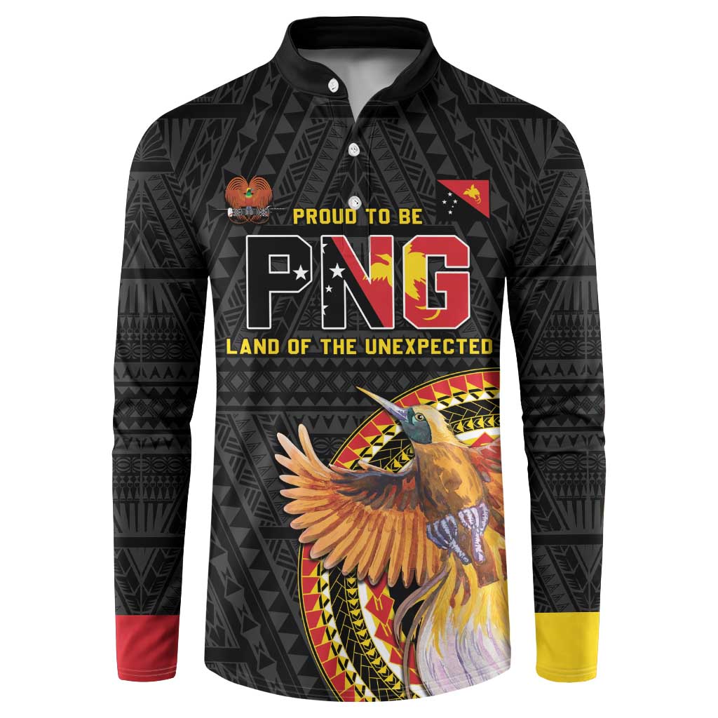 Papua New Guinea Tok Pisin Wik Button Sweatshirt Land Of The Unexpected LT05 Black - Polynesian Pride