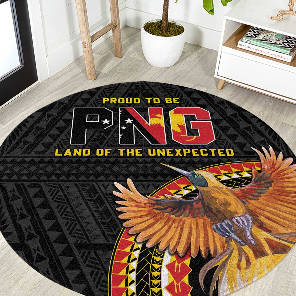 Papua New Guinea Tok Pisin Wik Round Carpet Land Of The Unexpected LT05 Black - Polynesian Pride