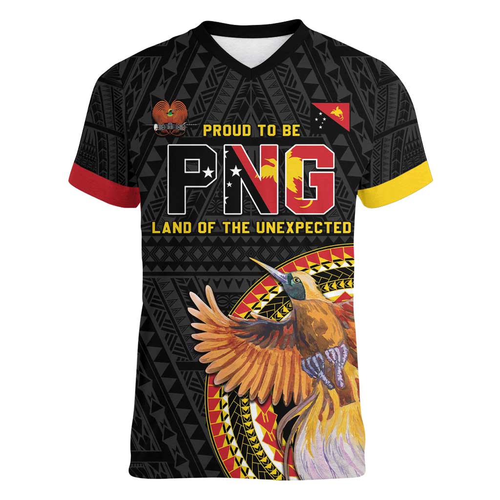 Papua New Guinea Tok Pisin Wik Women V-Neck T-Shirt Land Of The Unexpected