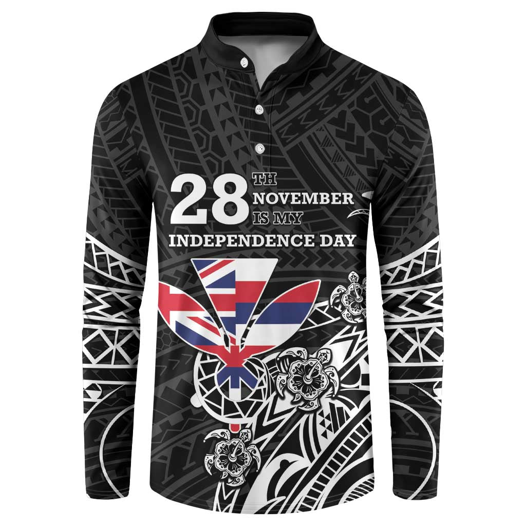 Hawaii November 28th Is My Independence Day Button Sweatshirt LT05 Black - Polynesian Pride