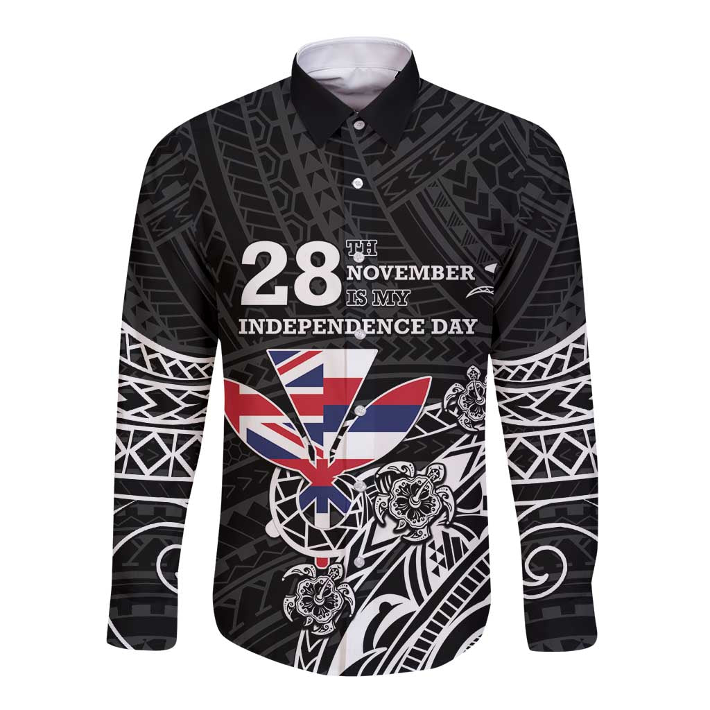 Hawaii November 28th Is My Independence Day Long Sleeve Button Shirt LT05 Unisex Black - Polynesian Pride