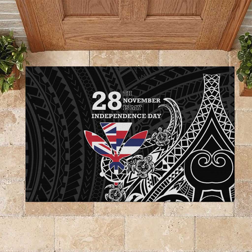Hawaii November 28th Is My Independence Day Rubber Doormat LT05 Black - Polynesian Pride