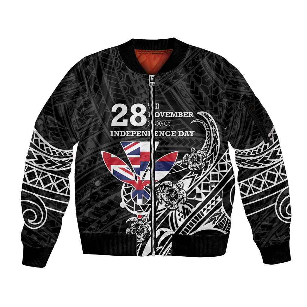 Hawaii November 28th Is My Independence Day Sleeve Zip Bomber Jacket LT05 Unisex Black - Polynesian Pride