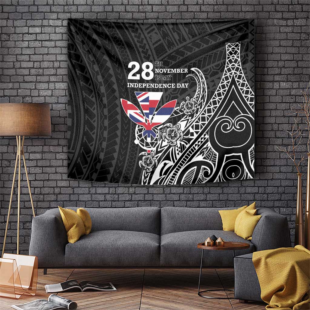Hawaii November 28th Is My Independence Day Tapestry LT05 Black - Polynesian Pride