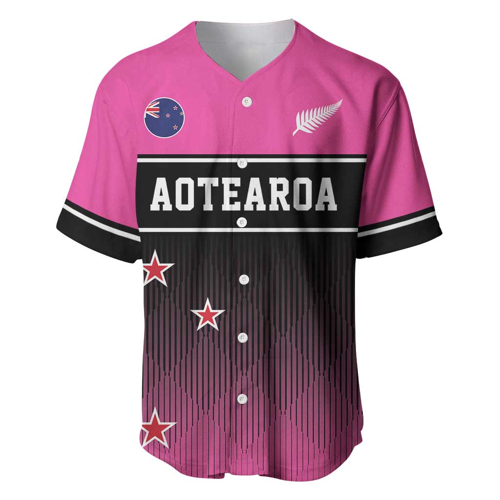 Custom New Zealand Women Cricket Baseball Jersey Pink Simple Style LT05 Pink - Polynesian Pride