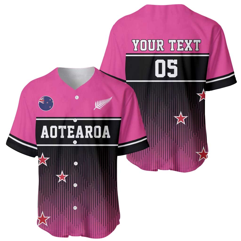 Custom New Zealand Women Cricket Baseball Jersey Pink Simple Style LT05 - Polynesian Pride