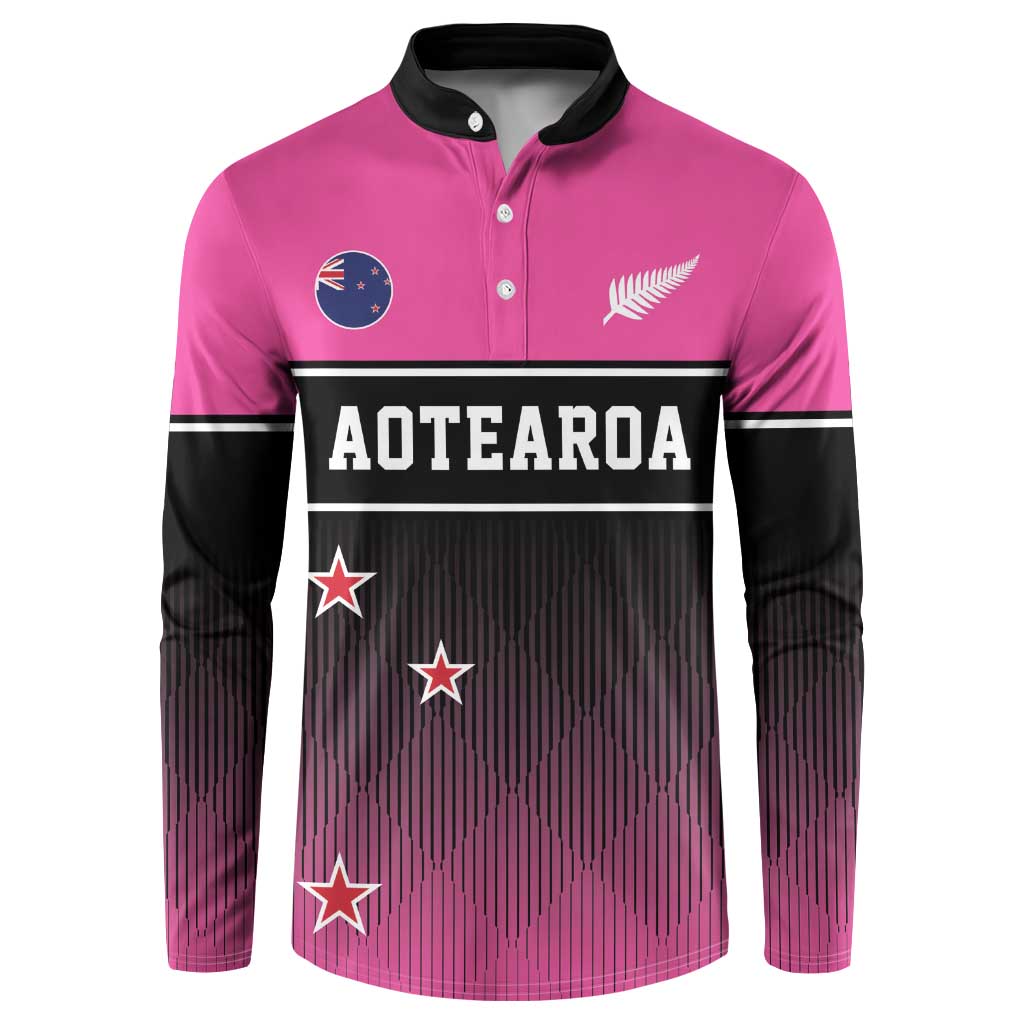 Custom New Zealand Women Cricket Button Sweatshirt Pink Simple Style LT05 Pink - Polynesian Pride
