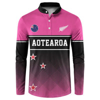 Custom New Zealand Women Cricket Button Sweatshirt Pink Simple Style LT05 Pink - Polynesian Pride