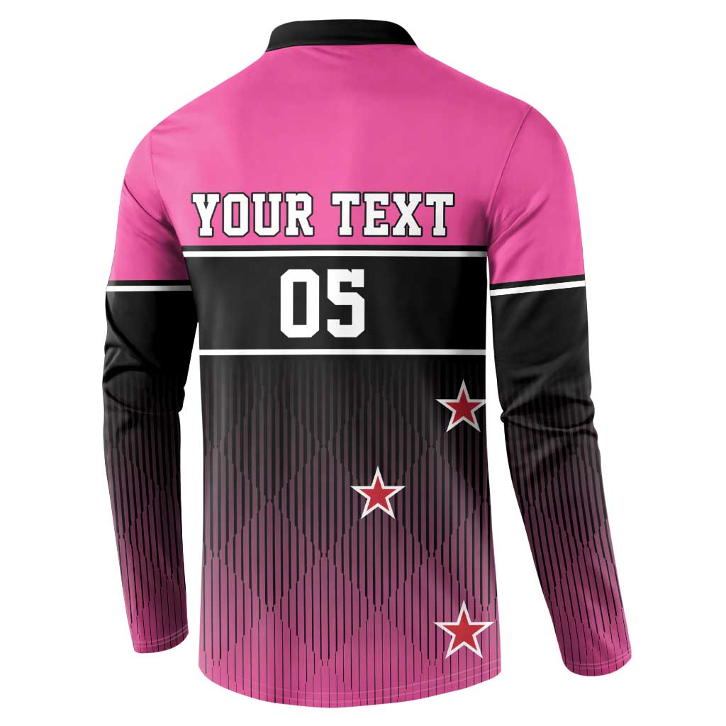 Custom New Zealand Women Cricket Button Sweatshirt Pink Simple Style LT05 - Polynesian Pride