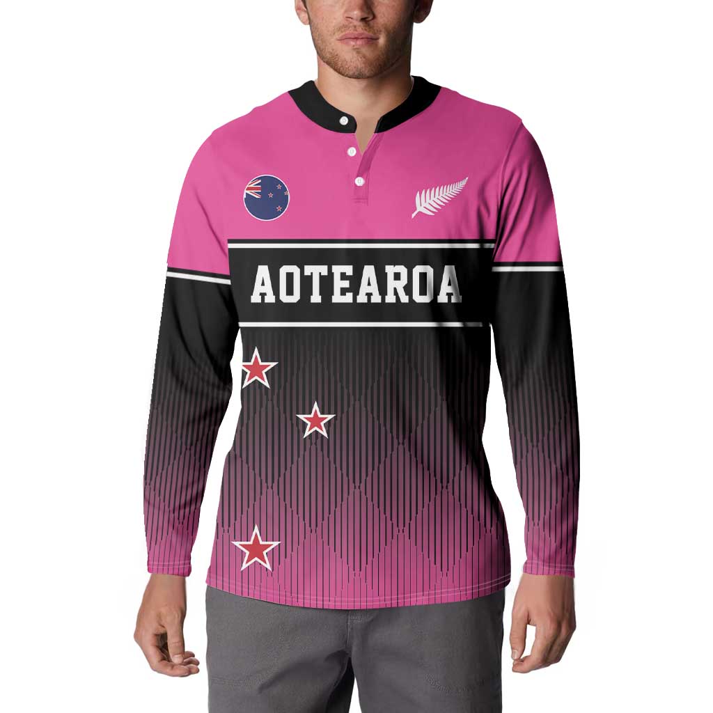 Custom New Zealand Women Cricket Button Sweatshirt Pink Simple Style LT05 - Polynesian Pride