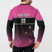Custom New Zealand Women Cricket Button Sweatshirt Pink Simple Style LT05 - Polynesian Pride