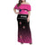 Custom New Zealand Women Cricket Family Matching Off Shoulder Maxi Dress and Hawaiian Shirt Pink Simple Style