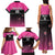 Custom New Zealand Women Cricket Family Matching Tank Maxi Dress and Hawaiian Shirt Pink Simple Style