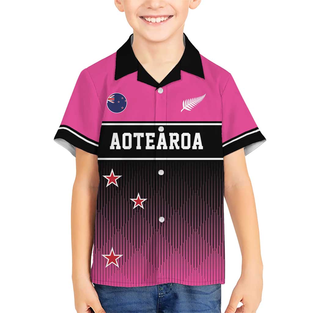 Custom New Zealand Women Cricket Kid Hawaiian Shirt Pink Simple Style LT05 Kid Pink - Polynesian Pride