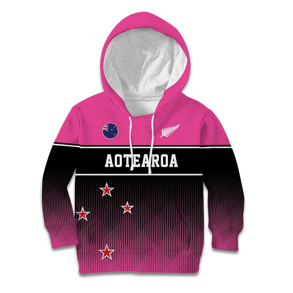 Custom New Zealand Women Cricket Kid Hoodie Pink Simple Style LT05 Hoodie Pink - Polynesian Pride