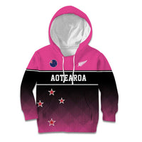 Custom New Zealand Women Cricket Kid Hoodie Pink Simple Style LT05 Hoodie Pink - Polynesian Pride
