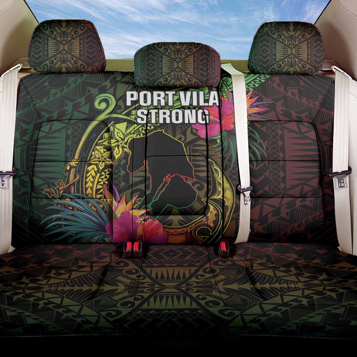 Vanuatu Back Car Seat Cover Be Strong Pray For Port Vila LT05 One Size Black - Polynesian Pride
