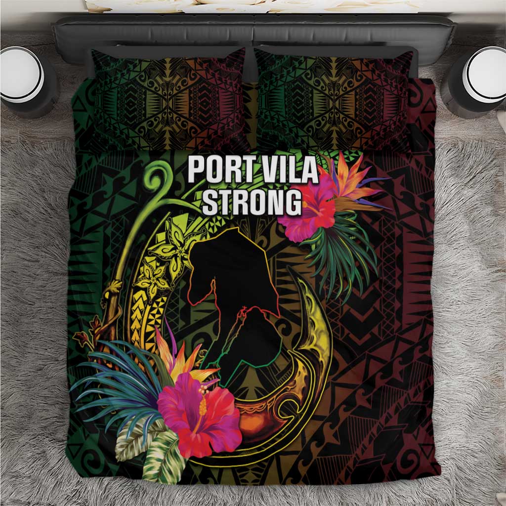 Vanuatu Bedding Set Be Strong Pray For Port Vila LT05 Black - Polynesian Pride