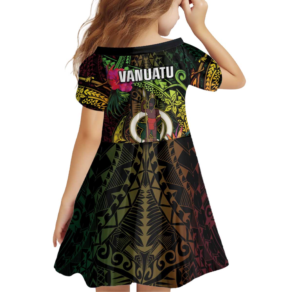 Vanuatu Kid Short Sleeve Dress Be Strong Pray For Port Vila LT05 - Polynesian Pride