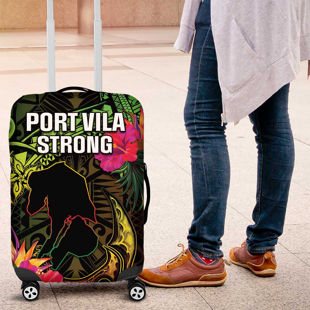 Vanuatu Luggage Cover Be Strong Pray For Port Vila LT05 Black - Polynesian Pride