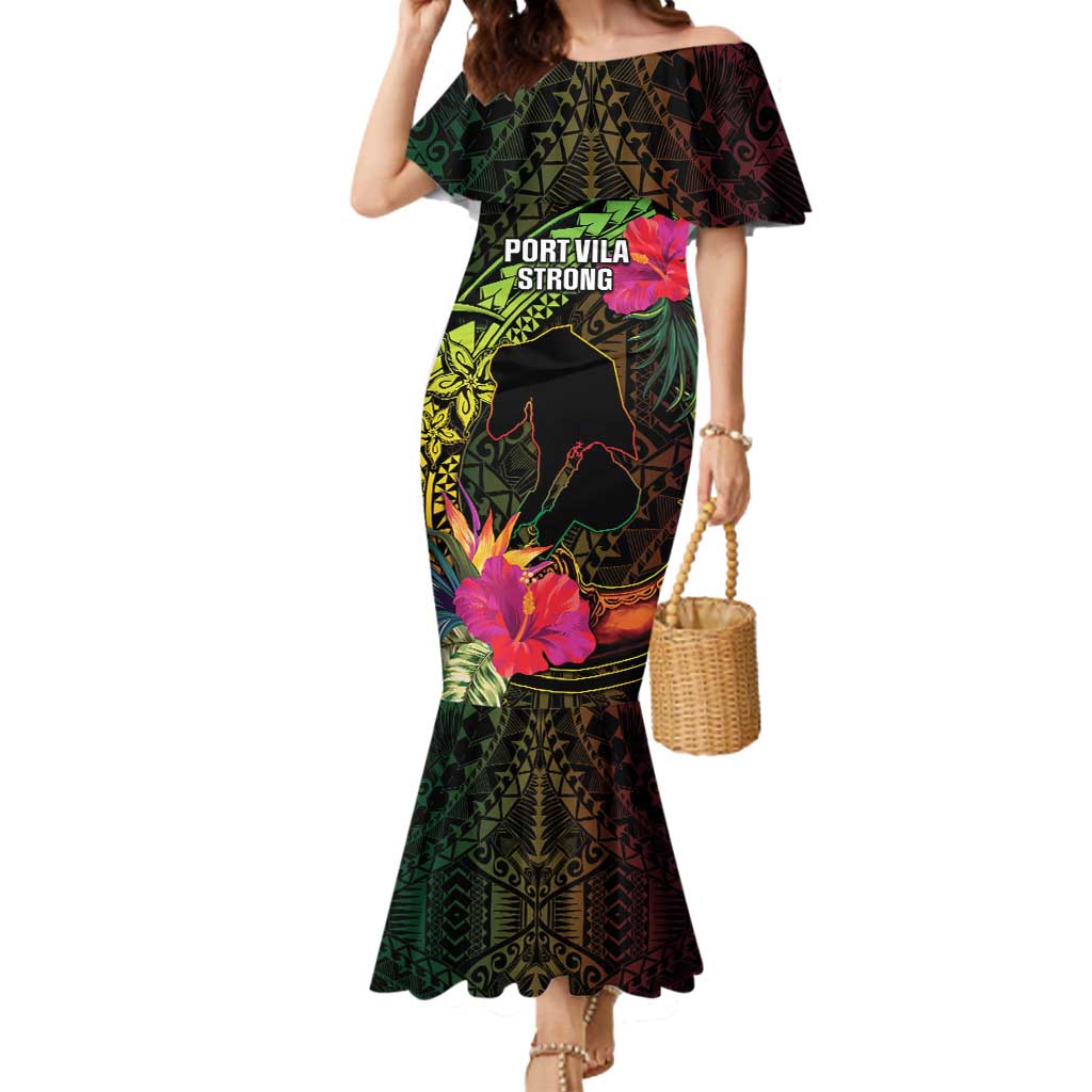 Vanuatu Mermaid Dress Be Strong Pray For Port Vila LT05 Women Black - Polynesian Pride
