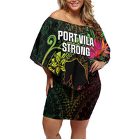 Vanuatu Off Shoulder Short Dress Be Strong Pray For Port Vila LT05 Women Black - Polynesian Pride