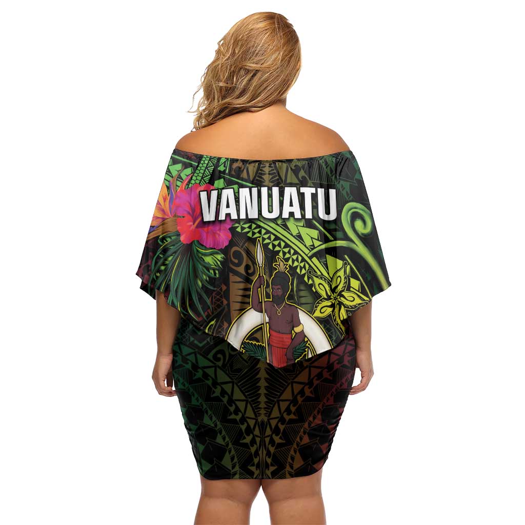 Vanuatu Off Shoulder Short Dress Be Strong Pray For Port Vila LT05 - Polynesian Pride