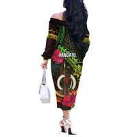 Vanuatu Off The Shoulder Long Sleeve Dress Be Strong Pray For Port Vila LT05 - Polynesian Pride