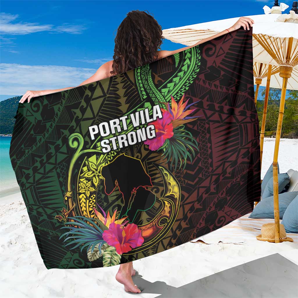 Vanuatu Sarong Be Strong Pray For Port Vila LT05 One Size 44 x 66 inches Black - Polynesian Pride