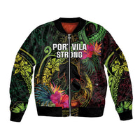 Vanuatu Sleeve Zip Bomber Jacket Be Strong Pray For Port Vila LT05 Unisex Black - Polynesian Pride