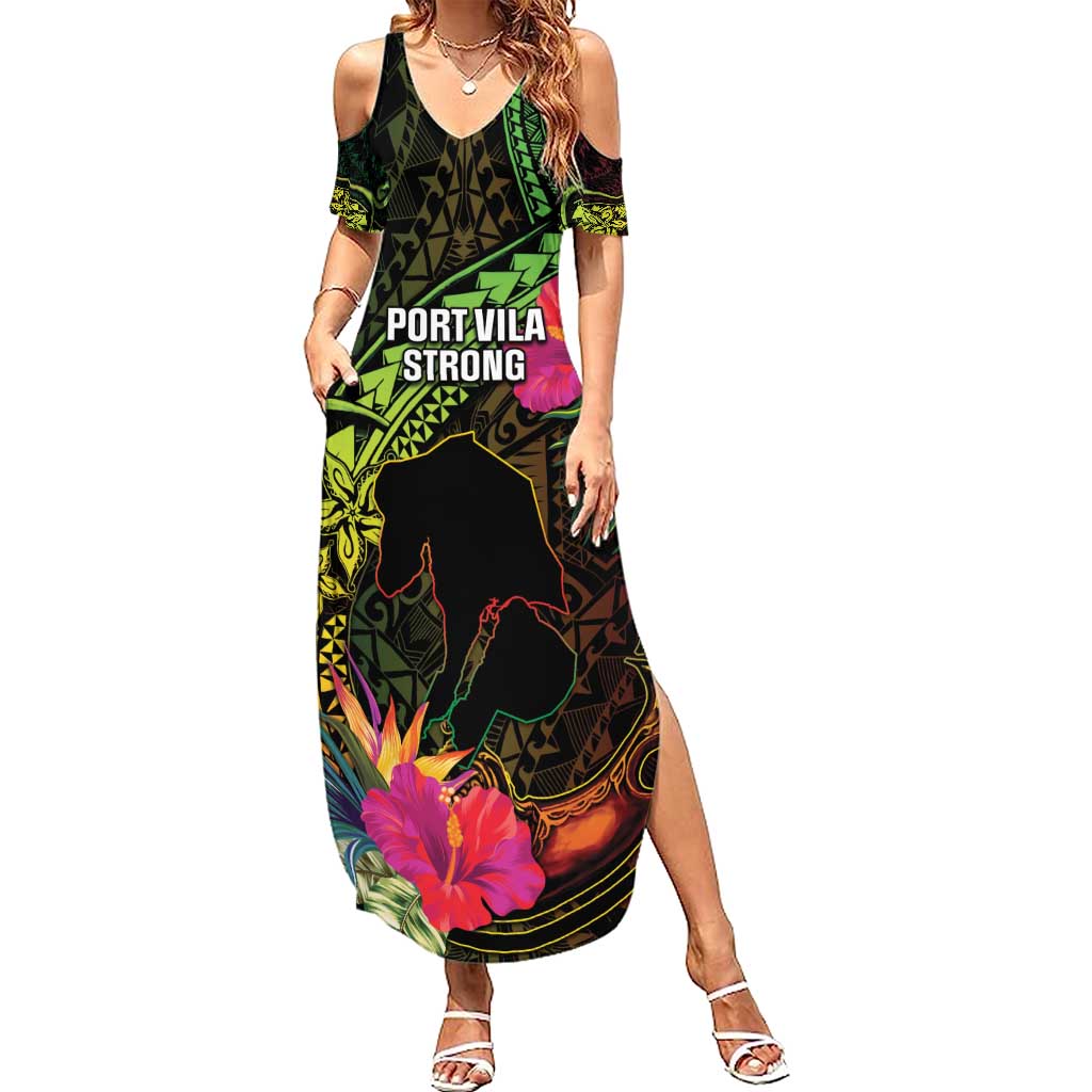 Vanuatu Summer Maxi Dress Be Strong Pray For Port Vila LT05 Women Black - Polynesian Pride