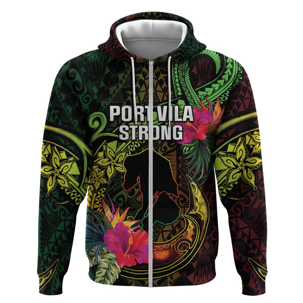 Vanuatu Zip Hoodie Be Strong Pray For Port Vila LT05 Zip Hoodie Black - Polynesian Pride
