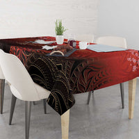 Hawaii and Japan Together Tablecloth Polynesian Art Tattoo With Cranes And Sakura LT05 - Polynesian Pride